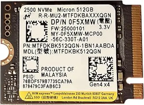 Micron 2500 512GB M.2 2230 NVMe SSD PCIe Gen4 x4 Internal Solid State Drive