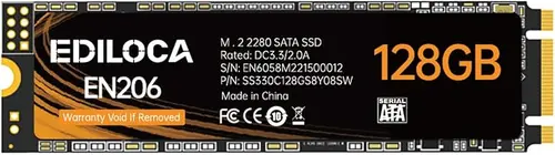 Ediloca EN206 128GB 3D NAND TLC M.2 SSD, M.2 2280 SATA III 6Gb/s SSD Internal Hard Drive, Read/Write Speed up to 550/460 MB/s, Compatible with Ultrabooks, Tablet Computers and Mini PCs