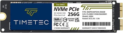 Timetec 256GB MAC SSD NVMe PCIe Gen3x4 3D NAND TLC Read Up to 1,950MB/s Compatible with Apple MacBook Air (2013-2015, 2017), MacBook Pro (2013-2015), iMac (2013-2019), Mac Pro (2013), Mac mini (2014)