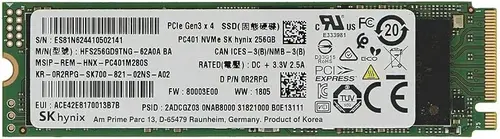 SK Hynix 256GB M.2 SSD (Solid State Drive) NVMe PCIe Model: HFS256GD9MND-5510A BA - OEM