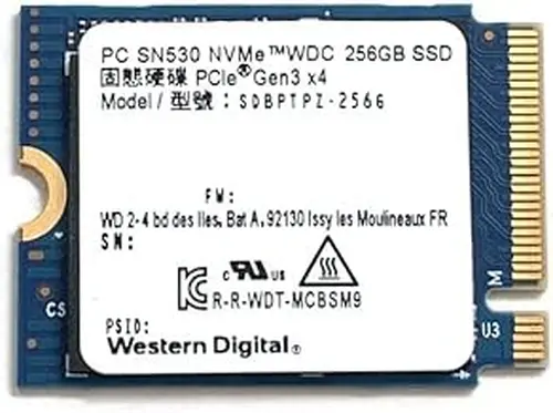 Western Digital 256GB SSD M.2 2230 30mm PC SN530 NVMe PCIe 3.0 Gen3 x4 SDBPTPZ-256G Solid State Drive for Surface Pro Steam Deck Dell HP Lenovo Ultrabook Tablet