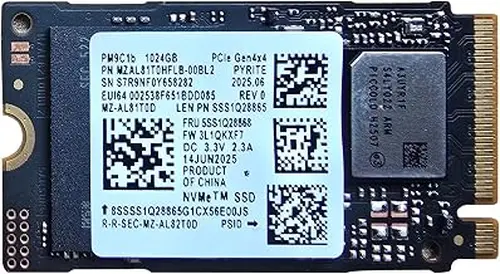 1024GB (1TB) SSD PM9C1b M.2 2242 PCIe NVMe MZAL81T0HFLB-00BL2 Solid State Drive (PCIe Gen 4.0 x4/22mm x 42mm)