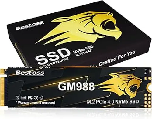 Bestoss M.2 2280 NVMe SSD 4TB PCIe 4.0, Up to 7350MB/s, SLC Cache & HMB