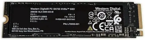 Western Digital WD 256GB Gaming SSD PC SN730 Black L70938-001 M.2 2280 PCIe Gen3 x4 NVMe SDBPNTY-256G Solid State Drive for Dell HP Omen Victus Lenovo Laptop Desktop Ultrabook