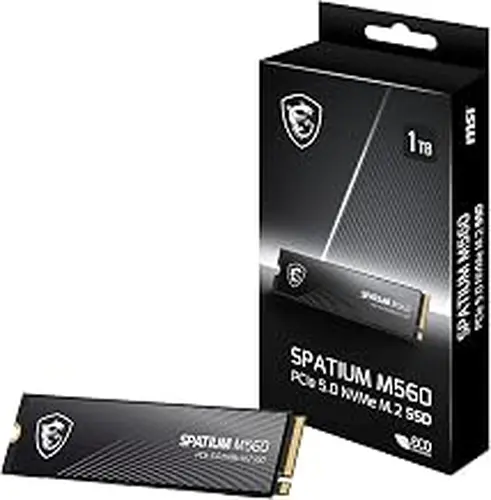 MSI Spatium M560 SSD 1TB PCIe 5.0 NVMe M.2 Internal Solid State Drive, 10,200MB/s Read & 8,400MB/s Write, 3D NAND, Built-in Data Security, Center