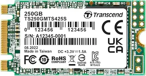Transcend 250GB MTS425S M.2 SATA III 2242 SSD, SLC Cache, B+M Key