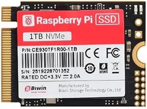 Official Raspbery Pi SSD, 1TB High-Speed Solid State Drives, Complies with PCIe Gen 3 Standard, Suitable for Raspbery Pi 5 (RPi SSD 1TB)
