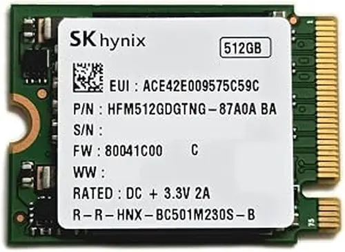 SKhynix SSD 512GB BC501 M.2 2230 30mm Gen3 x4 NVMe PCIe 3.0 HFM512GDGTNG-87A0A (FW: 80041C00) for Steam Deck, Surface Laptop, Surface Book, Surface Pro, Dell HP Lenovo Ultrabook IoT.