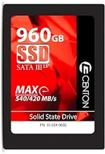 Centon 960GB SSD Internal Solid State Drive, SATA III 6Gb/s 2.5”, 3D NAND TLC, Up to 490MB/s, Faster Startup, Apps, Gaming & File Transfers for Laptop/PC Desktop