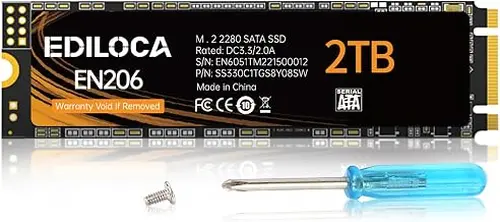 Ediloca EN206 2TB SSD M.2 SATA 3D NAND TLC, M.2 2280 SATA III 6Gb/s SSD Internal Hard Drive, Read/Write Speed up to 550/480 MB/s, Compatible with Ultrabooks, Tablet Computers and Mini PCs