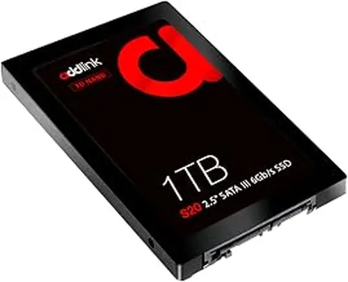 Addlink S20 1TB SATA III SSD 2.5 Inch Internal Solid State Drive 3D NAND with SLC Caching, Up to 500MB/s, HDD Replacement Upgrade for Laptop, Desktop PC, PS4 (ad1TBS20S3S)