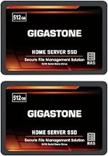 Gigastone 512GB Home Server SSD (2-Pack) Up to 550MB/s TLC Flash with SLC Caching 24/7 Reliable for Gaming/PC/NAS SSD 3-Year Warranty 2.5" SATA Internal Solid State Drives RAID Disk
