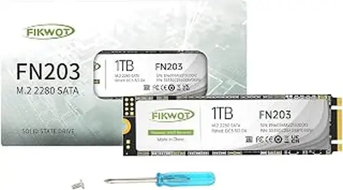 Fikwot FN203 M.2 SATA SSD - SLC Cache 3D NAND TLC SATA III 6Gb/s M.2 2280 NGFF Internal Solid State Drive, Up to 550MB/s, Compatible with Ultrabooks, Tablet Computers and Mini PCs (1TB)