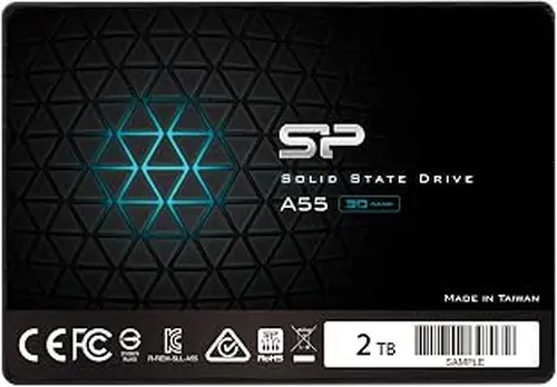 SP Silicon Power 2TB 3D NAND SATA 3 6Gb/s 2.5 inch 7 mm PS4 Silicon Power SSD A55 Series SP002TBSS3A55S25 Black