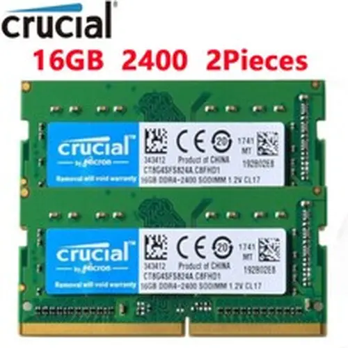 Crucial DDR4 32GB KIT 2 x 16GB 2400 MHz PC4-19200 SODIMM 260-Pin Laptop Memory