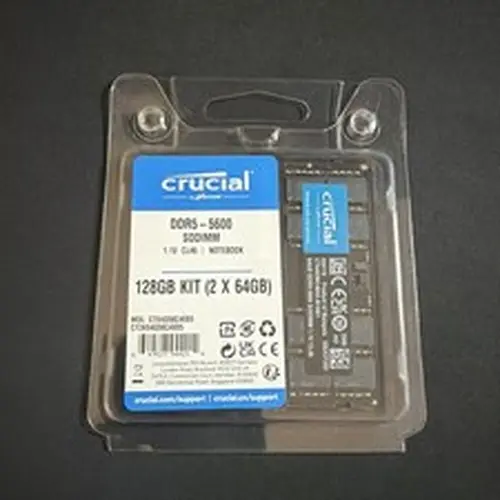 Crucial DDR5 128GB 2x64GB 5600 CL46 SODIMM CT64G56C46S5 RAM Memory