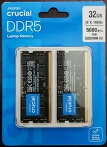 NEW CRUCIAL 32GB (2 x 16GB) DDR5 CL46 5600MHZ SODIMM LAPTOP RAM MEMORY 5600MT/S