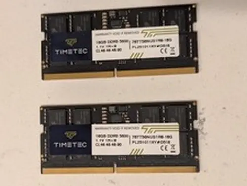 Timetec 32GB (2x16GB) DDR5 5600 Laptop RAM SO-DIMM CL46 76TT56NUS1R8-16G