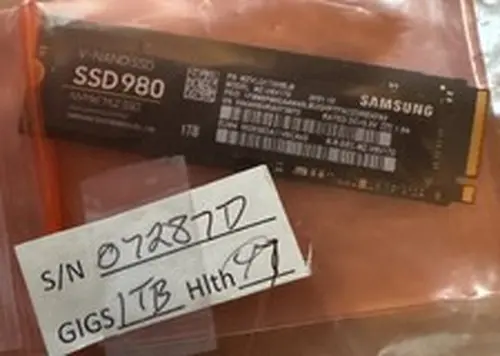 Samsung 980 1TB NVMe M.2 2280 PCIe Gen3 SSD MZ-V8V1T0 97% Health