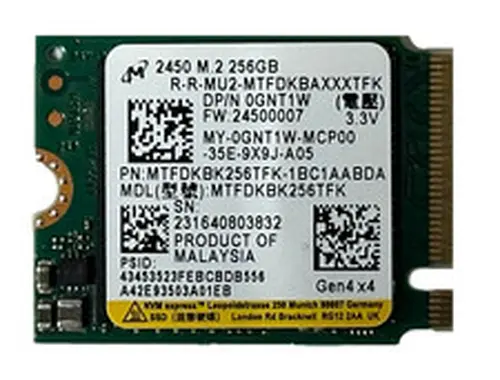 Micron 2450 256GB M.2 2230 PCIe Gen4 x4 NVMe SSD MTFDKBK256TFK OEM 100% Health