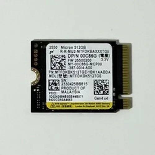 Micron 2550 512GB M.2 2230 NVMe PCIe Gen4 x4 SSD MTFDKBK512TGE