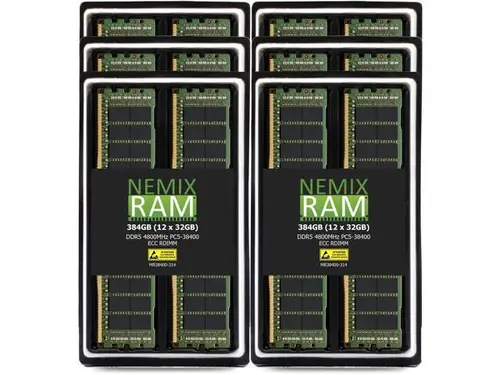 NEMIX RAM 384GB (12X32GB) DDR5 4800MHZ PC5-38400 1Rx4 1.1V CL40 288-PIN ECC RDIMMRegistered Server Memory KIT Compatible with ASUS High Density...