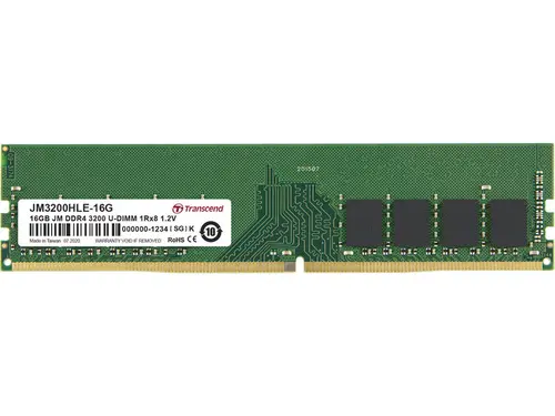 Transcend JetRam 16GB DDR4 3200Mhz (PC4-25600) 1Rx8 2Gx8 288-Pin UDIMM Desktop Memory Module JM3200HLE-16G