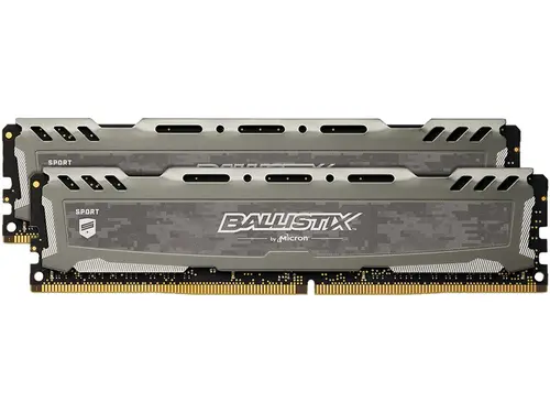 Ballistix Sport LT 16GB Kit (8GBx2) DDR4 2666 MT/s (PC4-21300) DR x8 DIMM 288-Pin - BLS2K8G4D26BFSB (Gray)