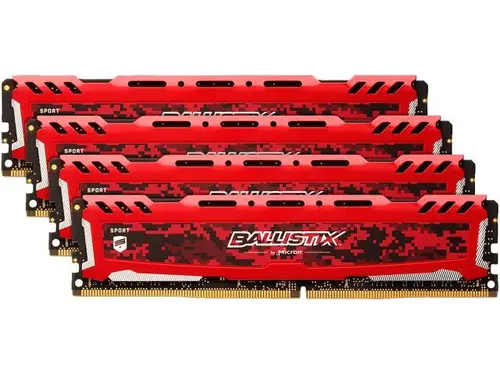 Ballistix Sport LT 32GB Kit (8GBx4) DDR4 2666 MT/s (PC4-21300) DR x8 DIMM 288-Pin - BLS4K8G4D26BFSE (Red)