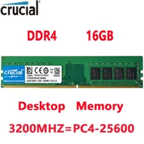 Crucial DDR4 16GB 3200 Mhz PC4-25600 288-pins Desktop Memory Dimm Ram 1 X 16GB