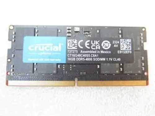 Crucial 16GB (1x 16GB) DDR5 4800 CL40 SODIMM Laptop RAM Memory CT16G48C40S5
