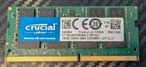 Crucial 16GB (1x16GB) 260-pin SODIMM 2400MHz DDR4 RAM Module (CT16G4SFD824A)