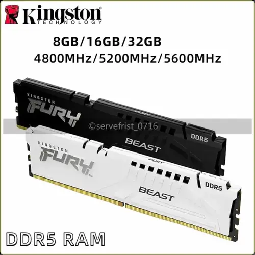 Kingston FURY Beast DDR5 RAM 8GB 16GB 32GB 4800 5200 5600 Desktop Gaming Memory