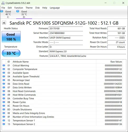 512GB M.2 2280 NVMe PCIe SSD Samsung SK hynix Sandisk 100% Health