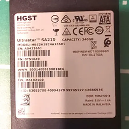 HGST Ultrastar SA210 240GB 2.5" SATA III Internal SSD Secure Encryption 0TS1649