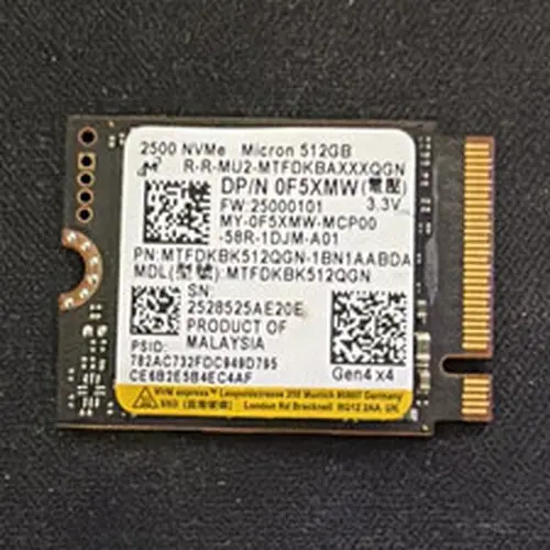 Micron 2500 512GB M.2 2230 NVMe PCIe Gen4x4 Internal SSD MTFDKBK512QGN