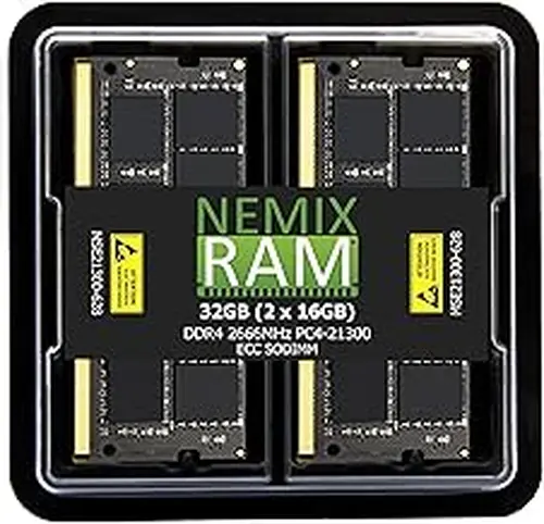 NEMIX RAM 32GB (2X16GB) DDR4 2666MHZ PC4-21300 2Rx8 1.2V CL19 260-PIN ECC Unbuffered SODIMM NAS Memory KIT Compatible with Synology Rackstation DS1823xs+