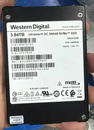 WD Ultrastar SN640 3.84TB SSD 2.5" U.2 PCIe 3.0 NVMe WUS4BB038D7P3E3 100% Health