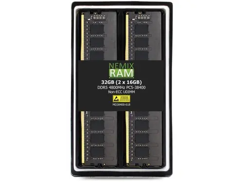 NEMIX RAM 32GB (2X16GB) DDR5 4800MHZ PC5-38400 1Rx8 1.1V CL40 288-PIN Non-ECC Unbuffered UDIMM Desktop PC Memory KIT Compatible with QNAP...