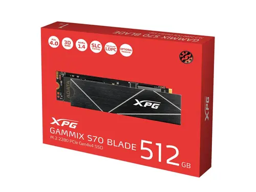 ADATA XPG GAMMIX S70 Blade M.2 2280 512GB PCI-Express 4.0 x4, NVMe 1.4 3D NAND Internal Solid State Drive (SSD) AGAMMIXS70B-512G-CS
