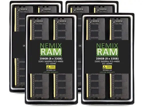 NEMIX RAM 256GB (8X32GB) DDR5 5600MHZ PC5-44800 1.1V 2Rx8 288-PIN ECC Unbuffered UDIMM KIT