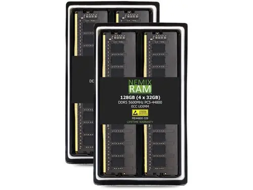 NEMIX RAM 128GB (4X32GB) DDR5 5600MHZ PC5-44800 1.1V 2Rx8 288-PIN ECC Unbuffered UDIMM KIT