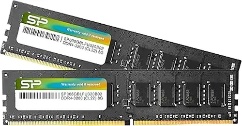 Silicon Power DDR4 16GB Kit (2x8GB) 3200MHz (PC4-25600) CL22 UDIMM 288-Pin Desktop Computer Memory SP016GBLFU320B22