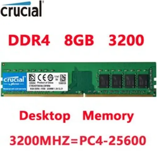 Crucial DDR4 8GB 3200 Mhz PC4-25600 288pins Desktop Memory Dimm Ram 1 X 8GB