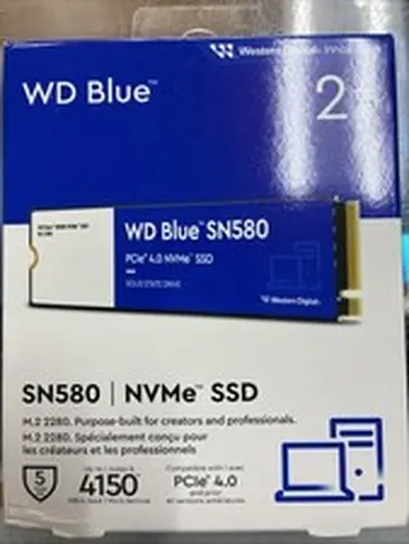 WD Blue SN580 SSD 2TB Gen4 x4 PCIe NVMe M.2 2280 SSD Upto 4150MB/s