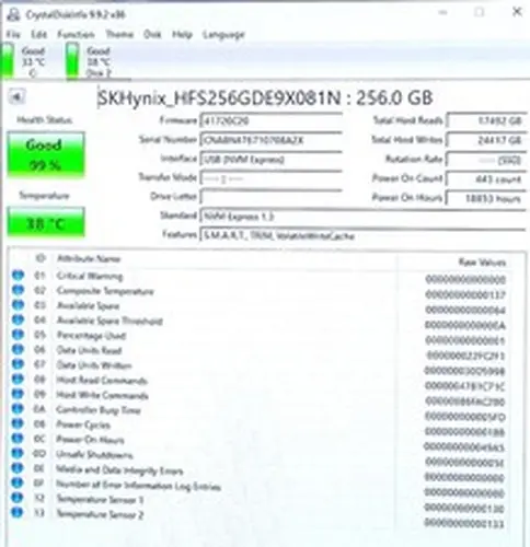 SK Hynix HFS256GDE9X081N 256GB NVMe M.2 PCIe Gen3 x4 2280 PC711 SSD