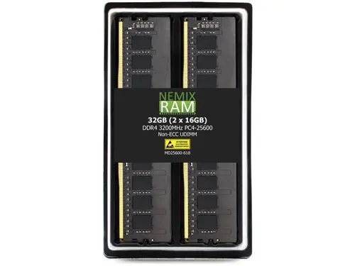 NEMIX RAM 32GB (2X16GB) DDR4 3200MHZ PC4-25600 1Rx8 1.2V CL22 288-PIN Non-ECC Unbuffered UDIMM Desktop PC Memory KIT Compatible with ASUS Prime...