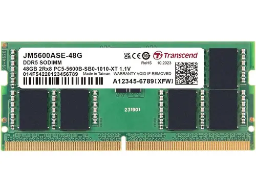 Transcend 48GB DDR5 5600 SO-DIMM 2Rx8 1.1V, RAM, Notebook/Laptop Computer Memory - JM5600ASE-48G