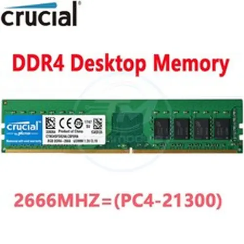 Crucial DDR4 8GB 2666 Mhz PC4-21300 288pins Desktop Memory Dimm Ram 1X8GB