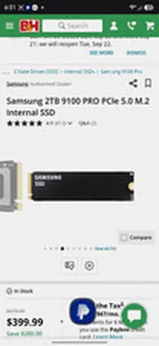 Samsung 9100 PRO 2TB PCIe 5.0 M.2 Internal SSD Black PCI Express